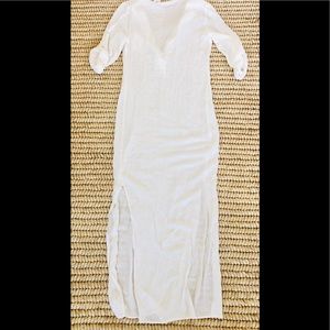 White Sheer Long Button Down Dress